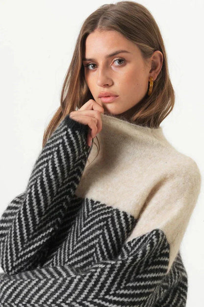 Eva - Pull en Tricot Herringbone Élégant pour Toutes les Occasions