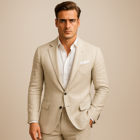 Blazer en Mélange de Lin pour Hommes pour Occasions Décontractées Élégantes
