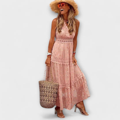 Robe Maxi en Dentelle Boho pour Occasions Festives