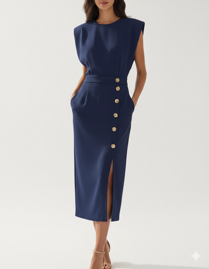 Robe Midi Bleu Marine pour Occasions Élégantes