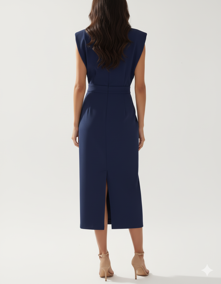 Robe Midi Bleu Marine pour Occasions Élégantes